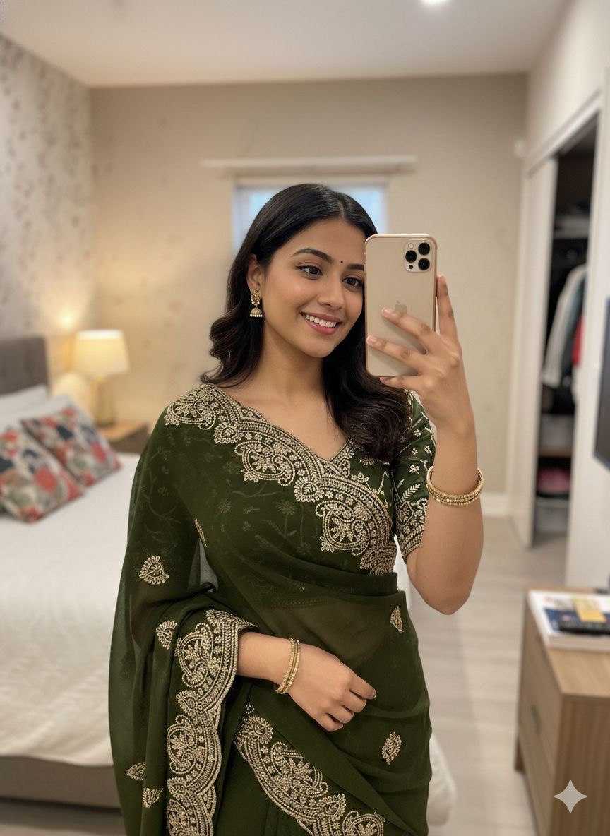 Ynf Georgette KESH696 AMINA Sarees Wholesale Embroidered Sarees Heavy Work Sarees Festive Sarees Manufacturer- Kapda Export