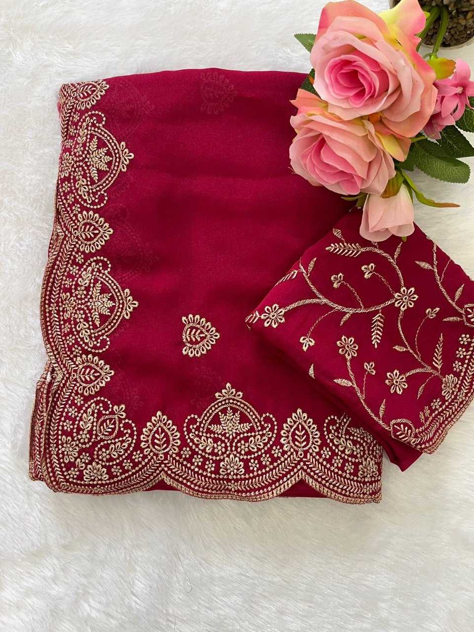 Ynf Georgette KESH696 AMINA Sarees Wholesale Embroidered Sarees Heavy Work Sarees Festive Sarees Manufacturer- Kapda Export