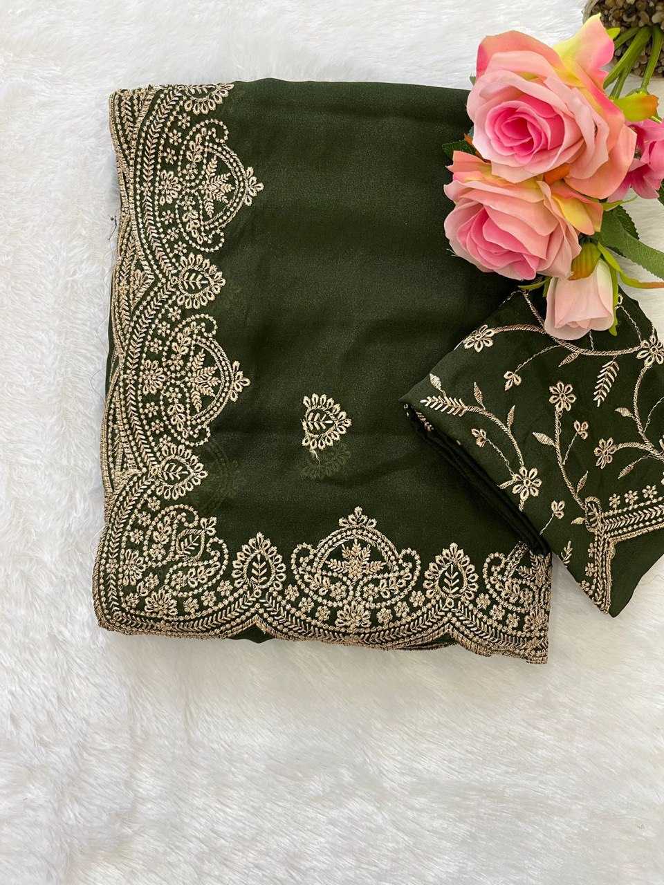 Ynf Georgette KESH696 AMINA Sarees Wholesale Embroidered Sarees Heavy Work Sarees Festive Sarees Manufacturer- Kapda Export