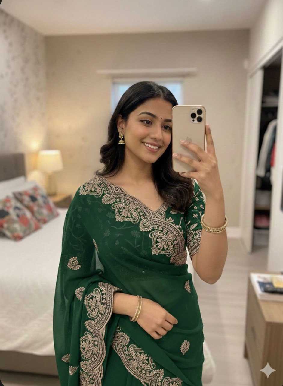 Ynf Georgette KESH696 AMINA Sarees Wholesale Embroidered Sarees Heavy Work Sarees Festive Sarees Manufacturer- Kapda Export