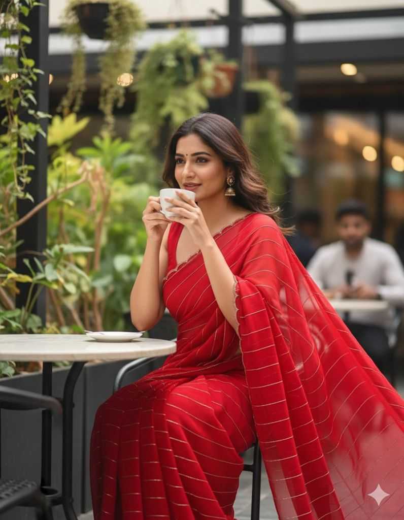 Ynf Georgette KESH716 104 Sarees Festive Collections Wholesale Party Wear Sarees Georgette Sarees Red Sarees Manufacturer- Kapda Export