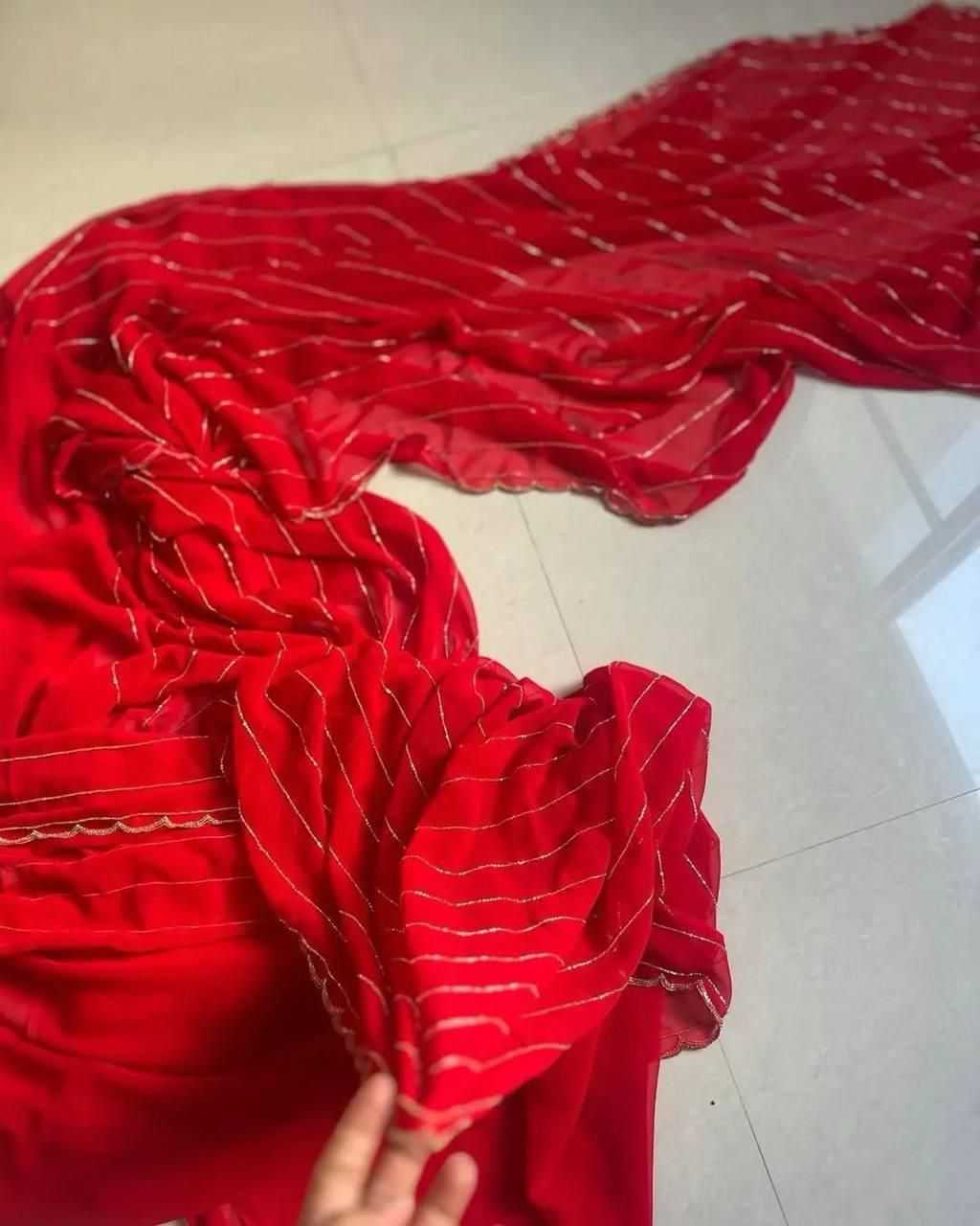 Ynf Georgette KESH716 104 Sarees Festive Collections Wholesale Party Wear Sarees Georgette Sarees Red Sarees Manufacturer- Kapda Export