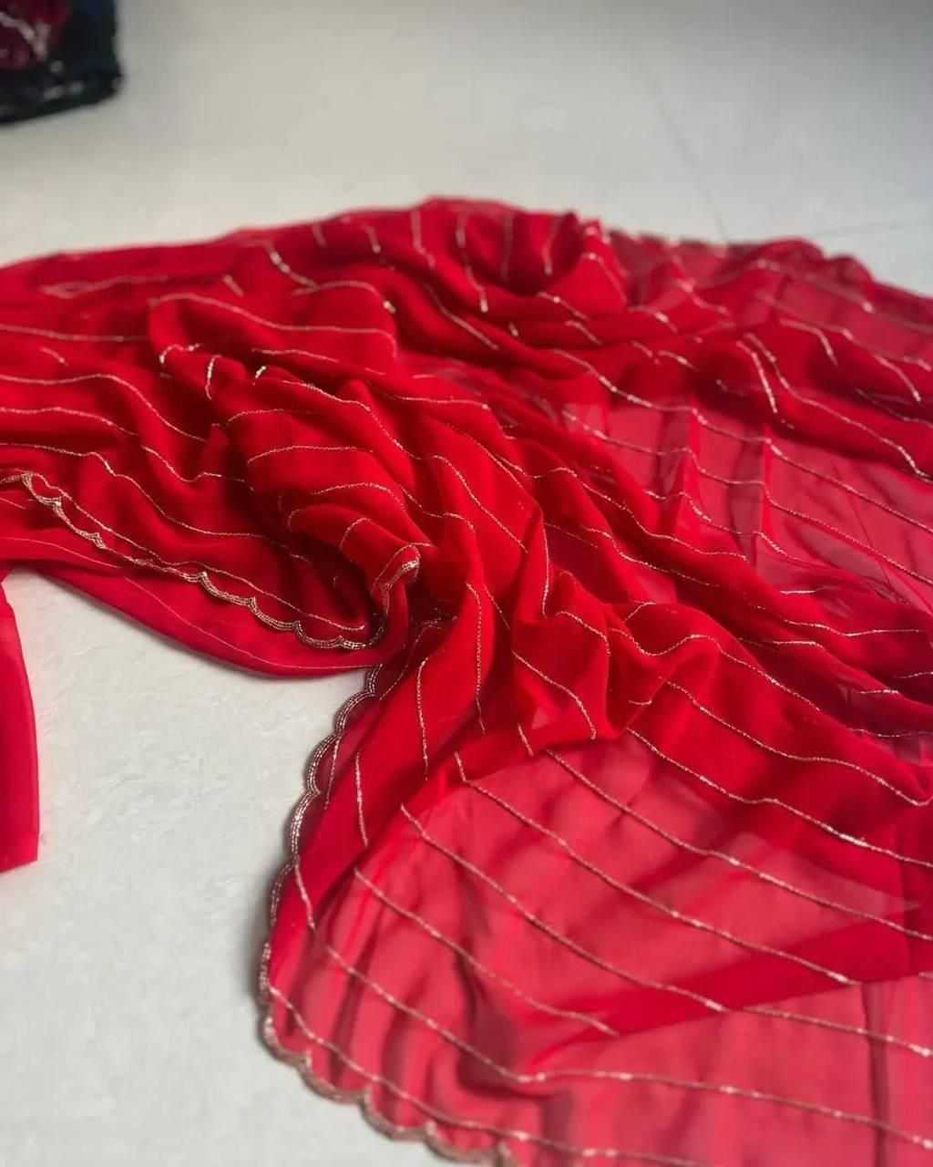 Ynf Georgette KESH716 104 Sarees Festive Collections Wholesale Party Wear Sarees Georgette Sarees Red Sarees Manufacturer- Kapda Export