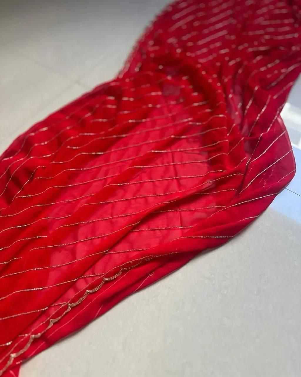 Ynf Georgette KESH716 104 Sarees Festive Collections Wholesale Party Wear Sarees Georgette Sarees Red Sarees Manufacturer- Kapda Export