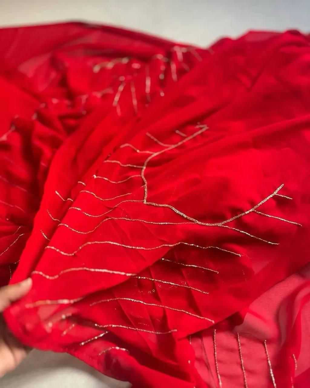 Ynf Georgette KESH716 104 Sarees Festive Collections Wholesale Party Wear Sarees Georgette Sarees Red Sarees Manufacturer- Kapda Export