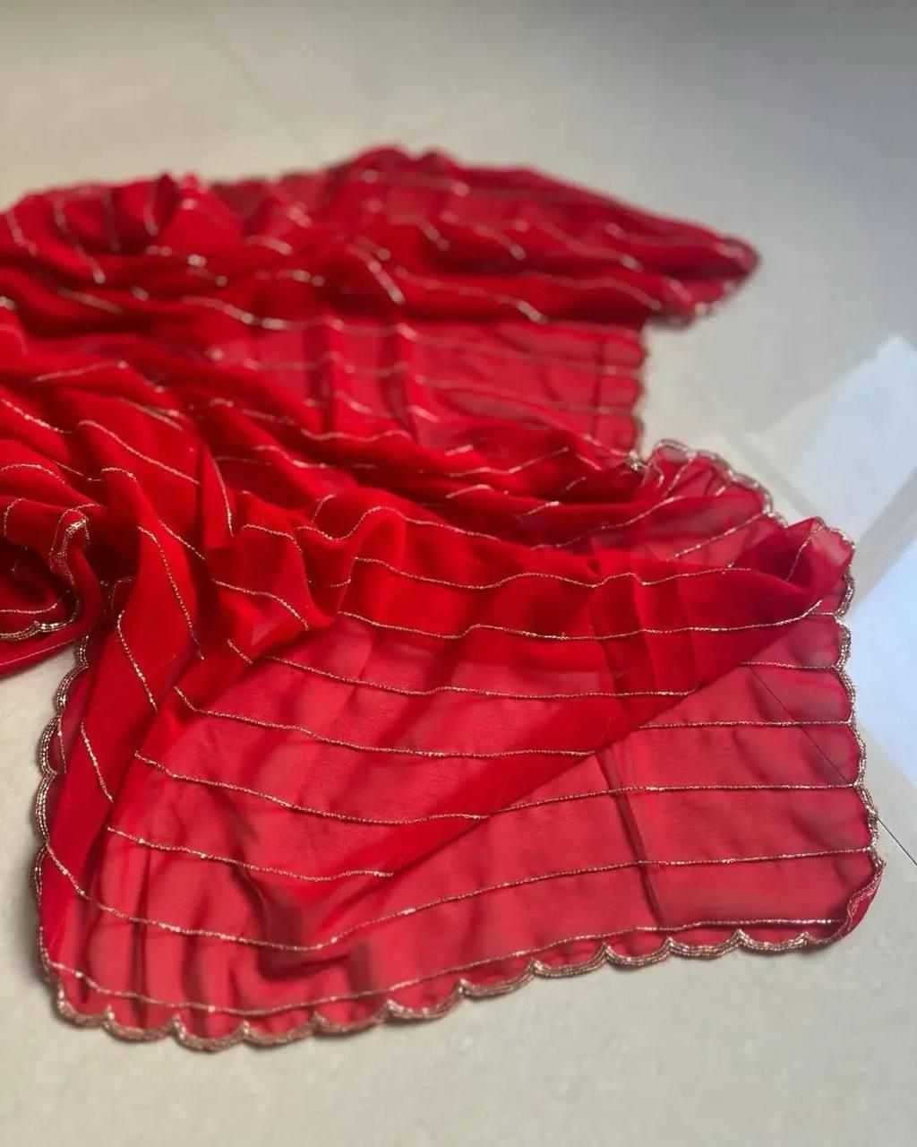 Ynf Georgette KESH716 104 Sarees Festive Collections Wholesale Party Wear Sarees Georgette Sarees Red Sarees Manufacturer- Kapda Export