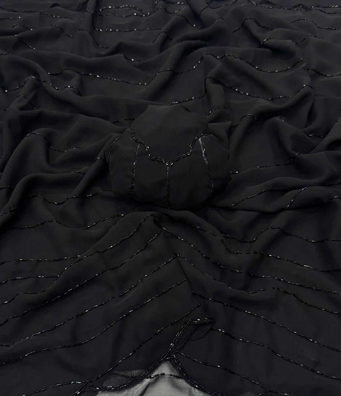 Ynf Georgette KESH716 107 Sarees Festive Collections Wholesale Party Wear Sarees Georgette Sarees Black Sarees Manufacturer- Kapda Export