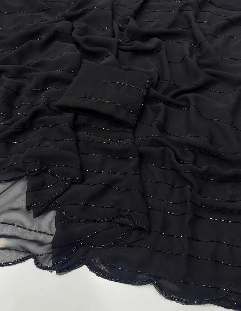 Ynf Georgette KESH716 107 Sarees Festive Collections Wholesale Party Wear Sarees Georgette Sarees Black Sarees Manufacturer- Kapda Export