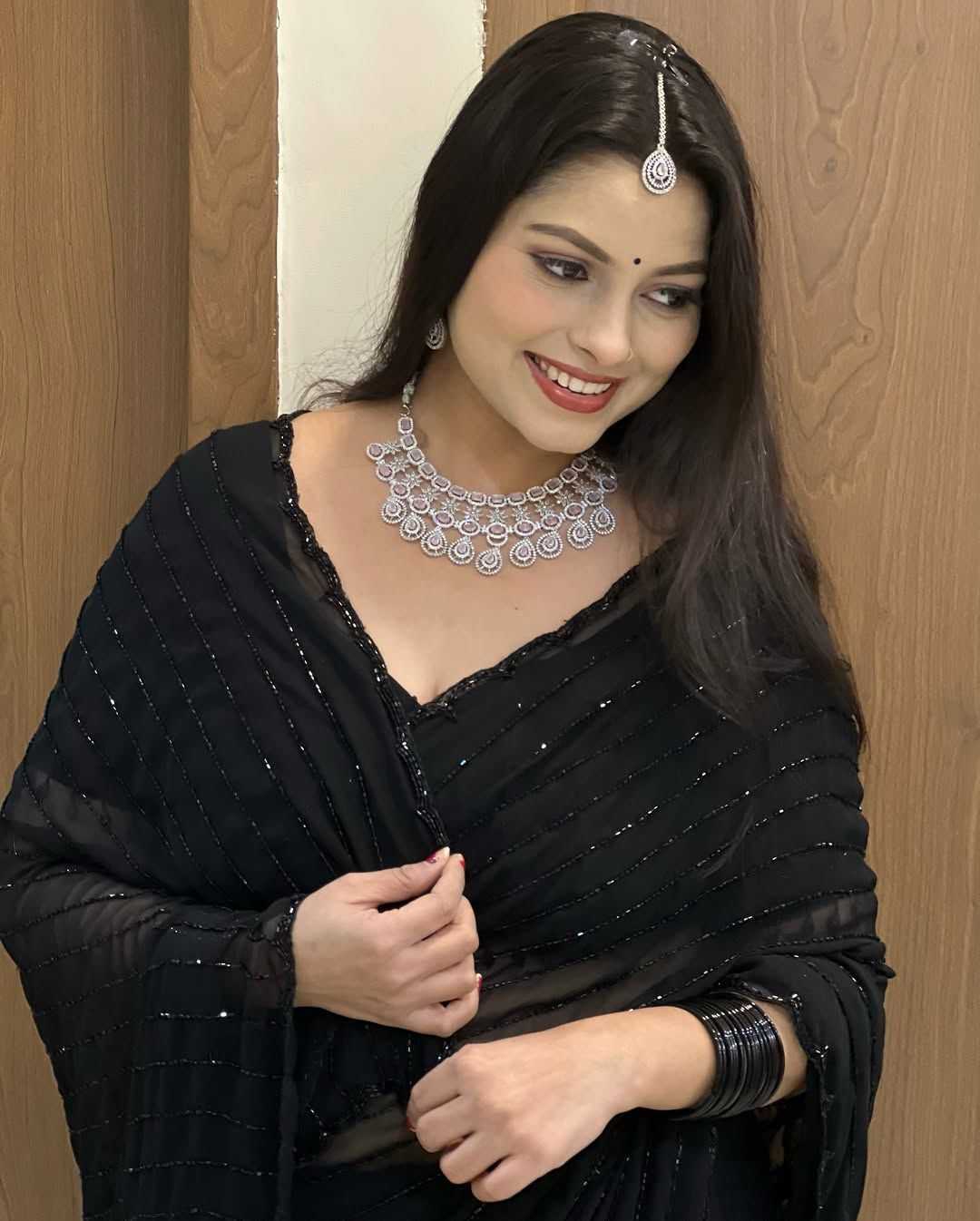 Ynf Georgette KESH716 107 Sarees Festive Collections Wholesale Party Wear Sarees Georgette Sarees Black Sarees Manufacturer- Kapda Export