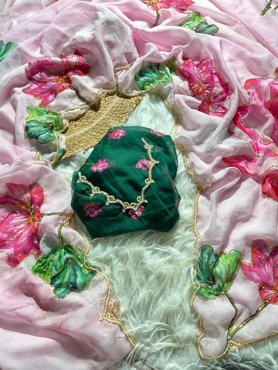 Ynf Georgette KESH716 JINSHI Sarees Wholesale Printed Sarees Floral Sarees Casual Sarees Manufacturer- Kapda Export