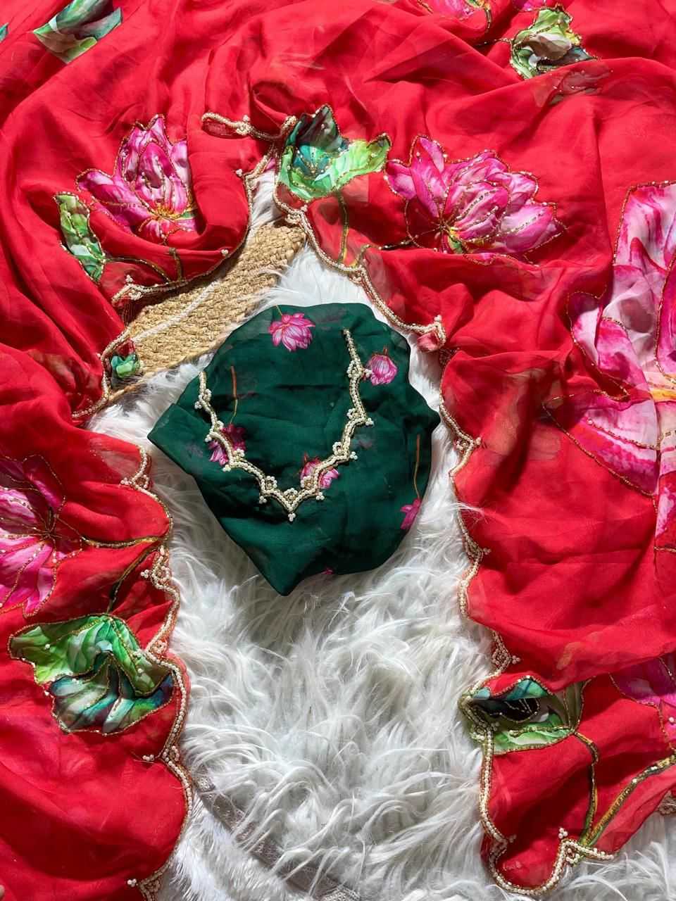 Ynf Georgette KESH716 JINSHI Sarees Wholesale Printed Sarees Floral Sarees Casual Sarees Manufacturer- Kapda Export