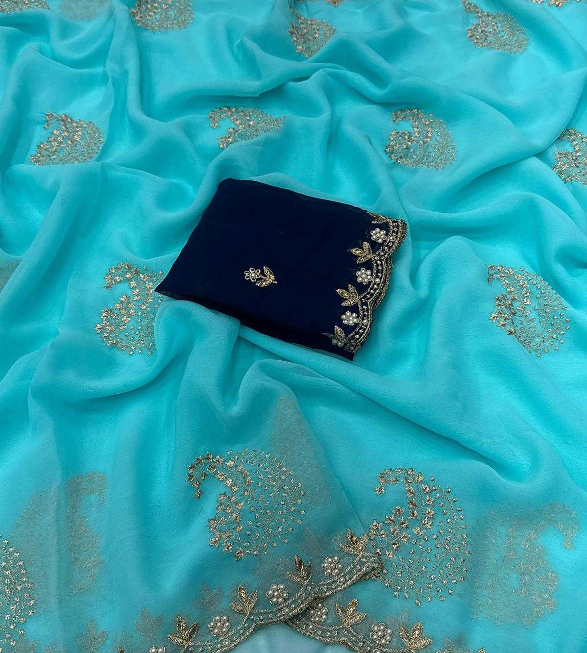 Ynf Georgette KESH716 VAMI Sarees Wholesale Work Sarees Embroidered Sarees Festive Sarees Manufacturer- Kapda Export