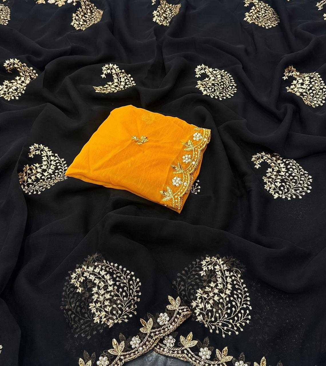 Ynf Georgette KESH716 VAMI Sarees Wholesale Work Sarees Embroidered Sarees Festive Sarees Manufacturer- Kapda Export