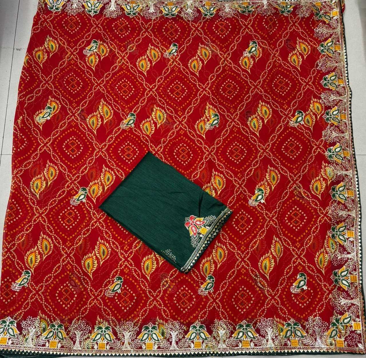 Ynf Georgette KESH728 COMBO Sarees Festive Collections Wholesale Georgette Sarees Red Sarees Bandhani Sarees Manufacturer- Kapda Export