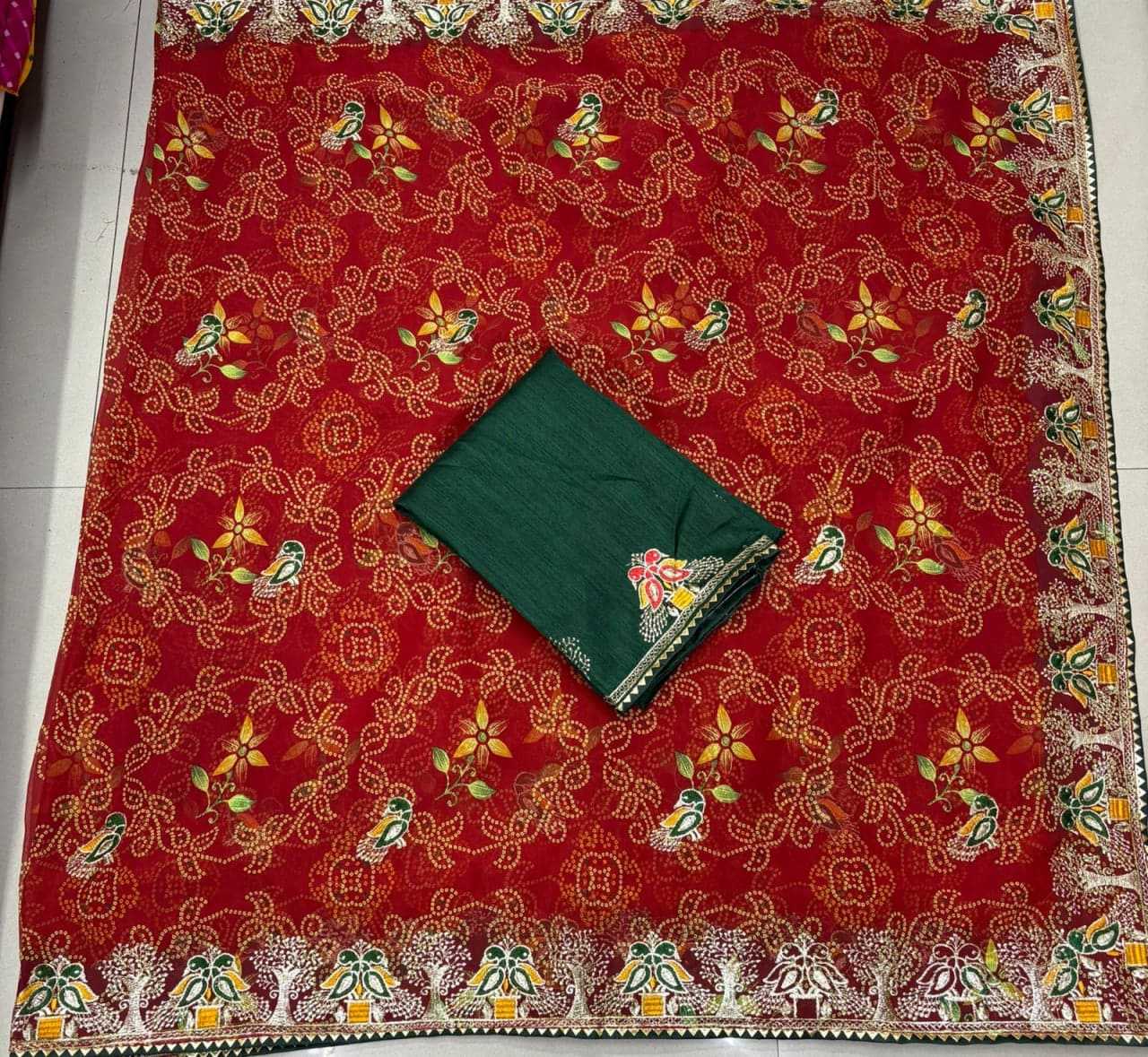 Ynf Georgette KESH728 COMBO Sarees Festive Collections Wholesale Georgette Sarees Red Sarees Bandhani Sarees Manufacturer- Kapda Export