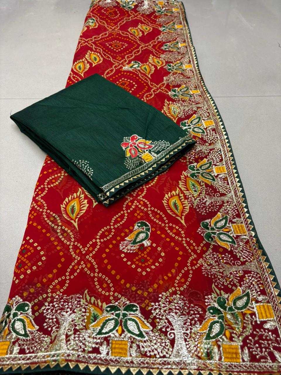 Ynf Georgette KESH728 COMBO Sarees Festive Collections Wholesale Georgette Sarees Red Sarees Bandhani Sarees Manufacturer- Kapda Export