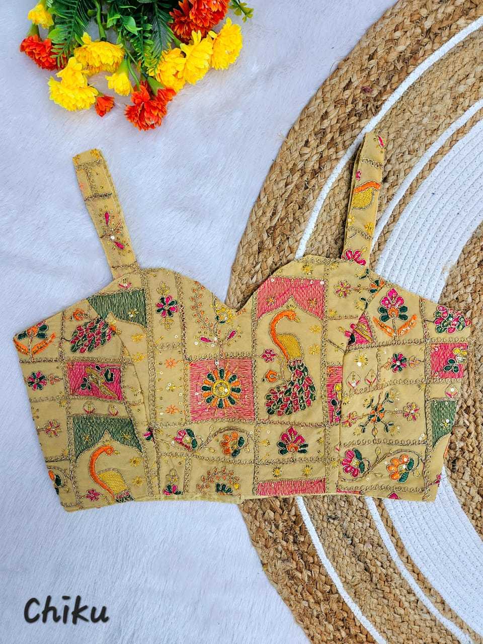 Ynf Georgette KESH728 Georgette Readymade Blouses Festive Collections Wholesale Sleeveless Blouse Embroidered Blouses Navratri Blouses Manufacturer- Kapda Export