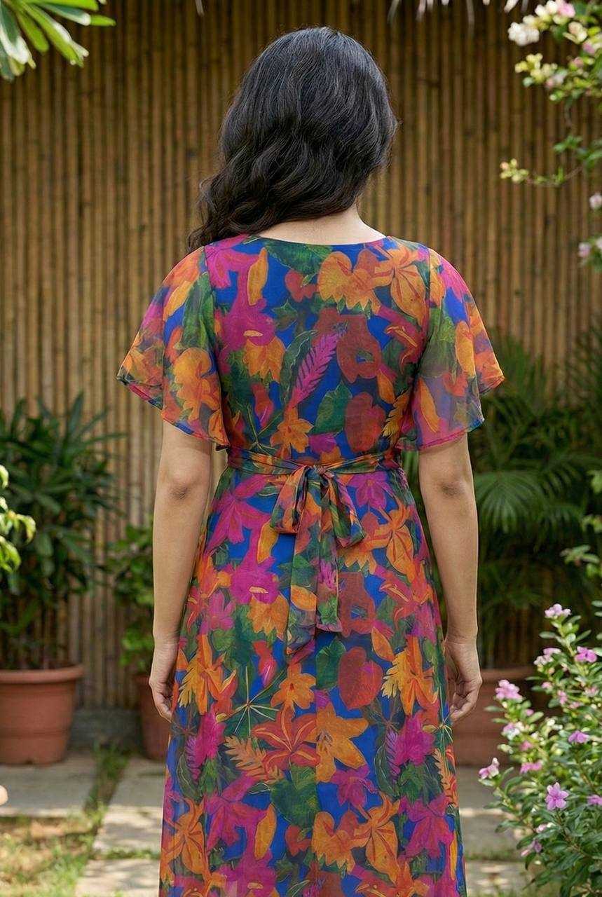 Ynf Georgette RIN125 Tropical Gowns Wholesale Printed Gowns Fancy Gowns Party Gowns Manufacturer- Kapda Export
