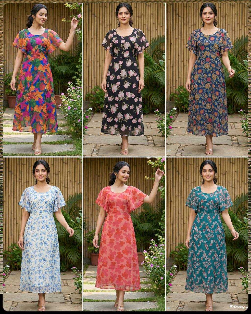 Ynf Georgette RIN125 Tropical Gowns Wholesale Printed Gowns Fancy Gowns Party Gowns Manufacturer- Kapda Export