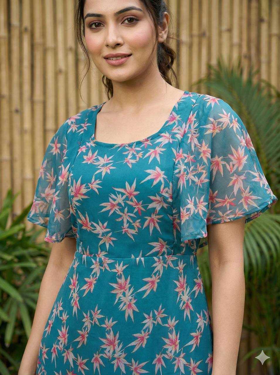 Ynf Georgette RIN125 Tropical Gowns Wholesale Printed Gowns Fancy Gowns Party Gowns Manufacturer- Kapda Export