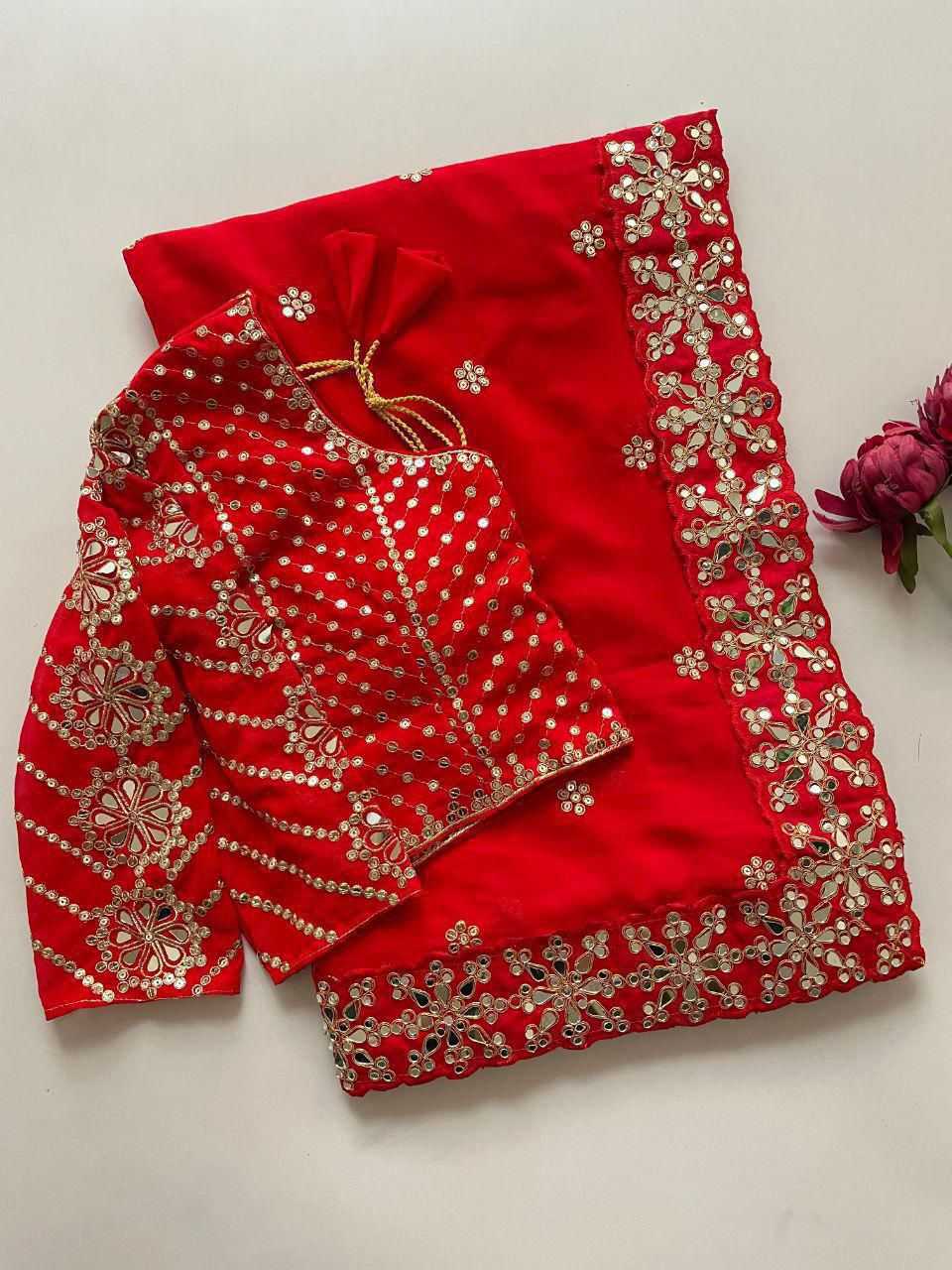 Ynf Georgette RIN134 MEGHANA Sarees Wholesale Georgette Sarees Cutwork Saree Mirror Work Saree Manufacturer- Kapda Export