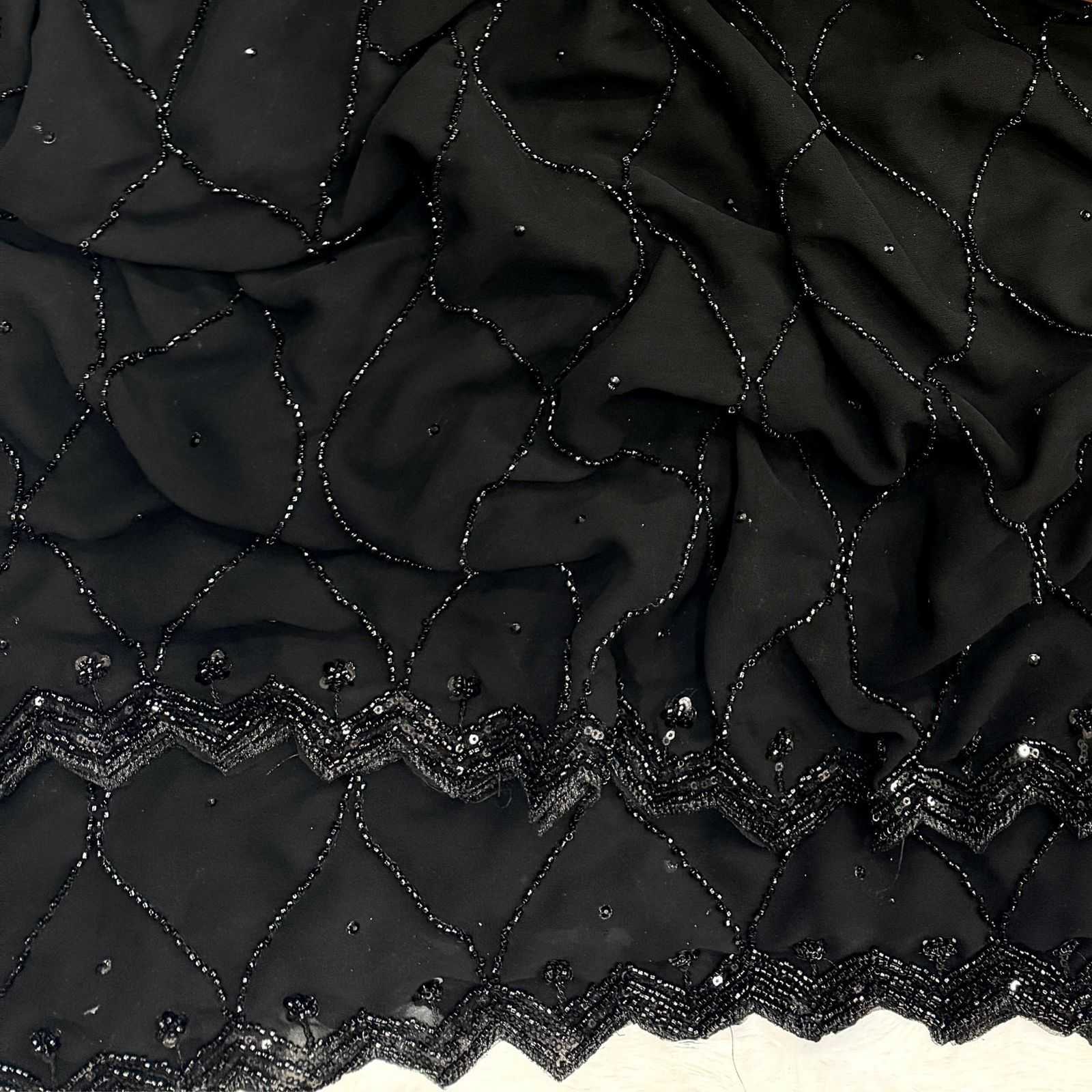 Ynf Georgette RIN134 POOJA Sarees Festive Collections Wholesale Georgette Sarees Stone Work Saree Black Sarees Manufacturer- Kapda Export