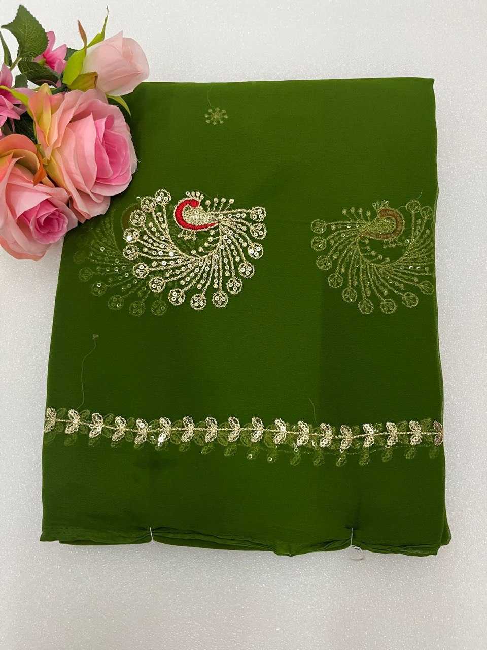 Ynf Georgette Sarees Wholesale Sequin Sarees Work Sarees Embroidered Sarees Manufacturer- Kapda Export