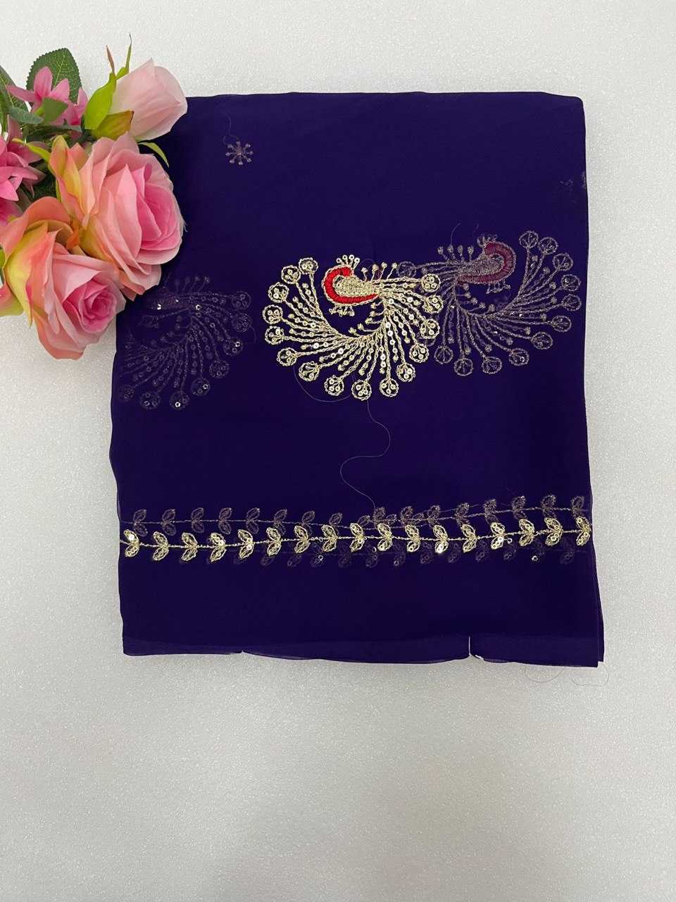 Ynf Georgette Sarees Wholesale Sequin Sarees Work Sarees Embroidered Sarees Manufacturer- Kapda Export