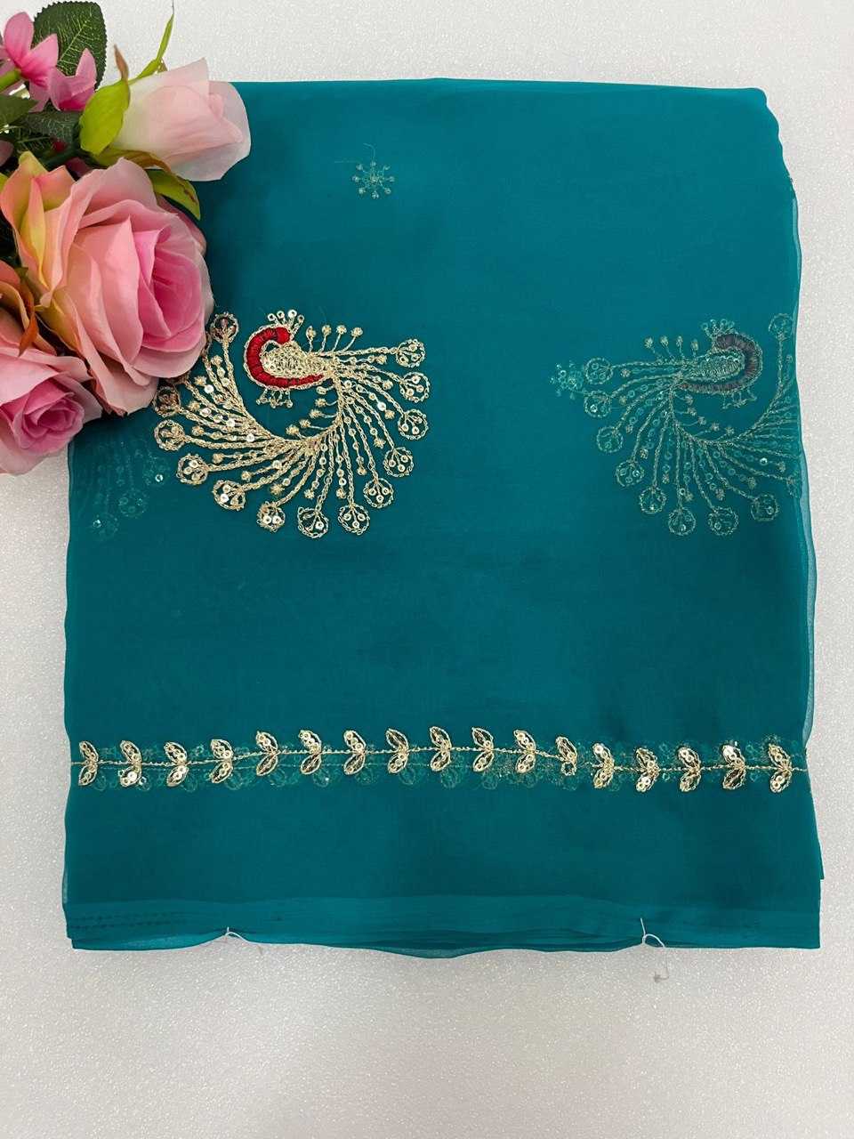 Ynf Georgette Sarees Wholesale Sequin Sarees Work Sarees Embroidered Sarees Manufacturer- Kapda Export