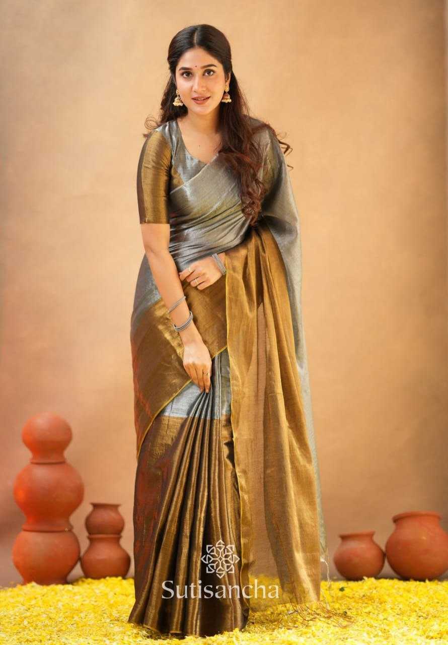 Ynf Handloom Silk RIN216 half half tissue Sarees Wholesale Tissue Silk Saree Embroidered Sarees Traditional Sarees Manufacturer- Kapda Export