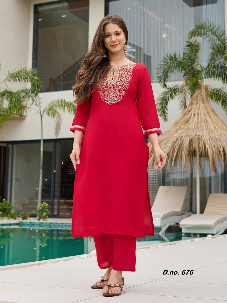 Ynf Heavy Rayon RIN131 AC ~ 677 Kurti Wholesale Festive Kurtis Party Wear Kurtis Red Kurtis Manufacturer- Kapda Export