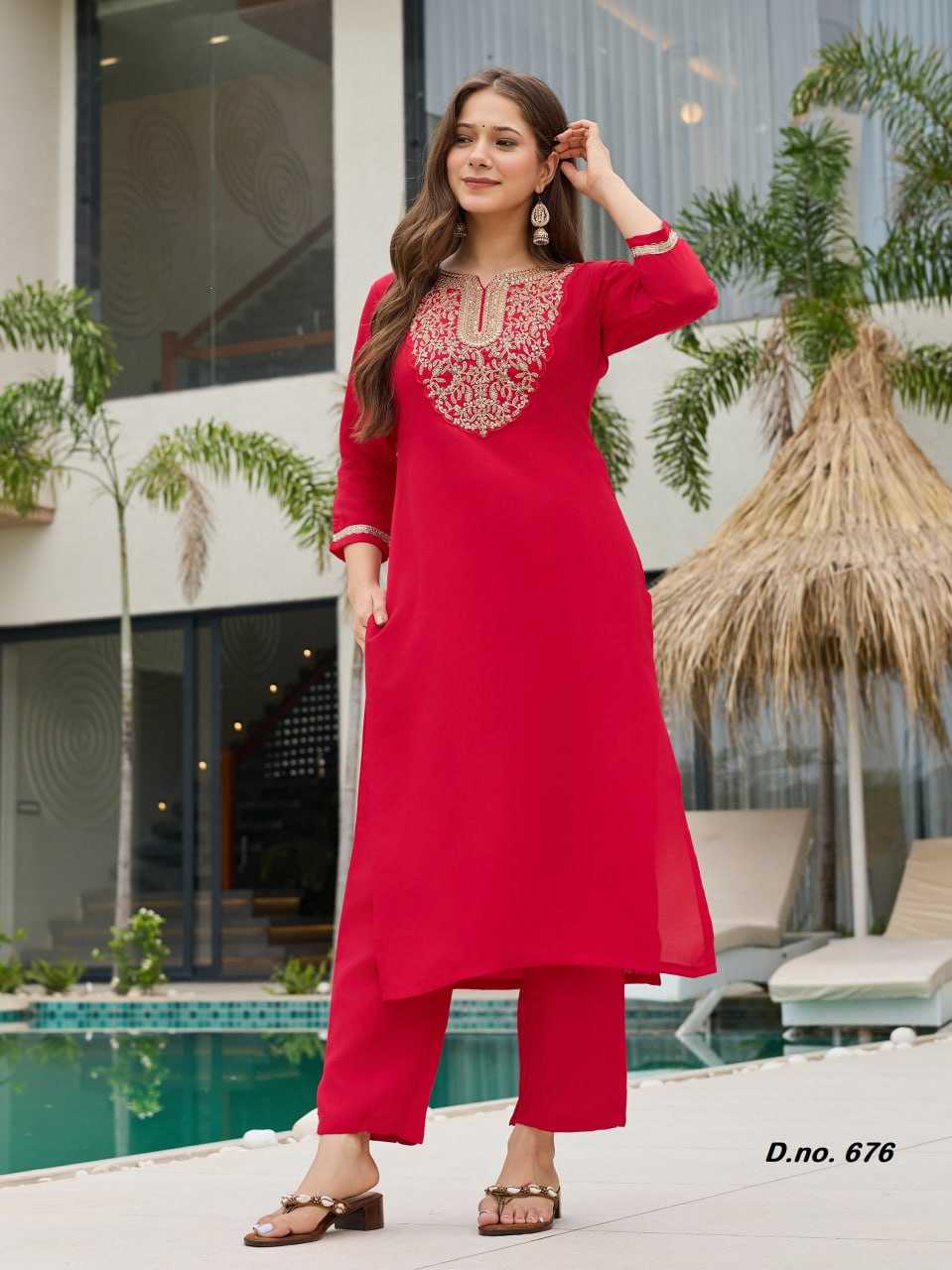 Ynf Heavy Rayon RIN131 AC ~ 677 Kurti Wholesale Festive Kurtis Party Wear Kurtis Red Kurtis Manufacturer- Kapda Export
