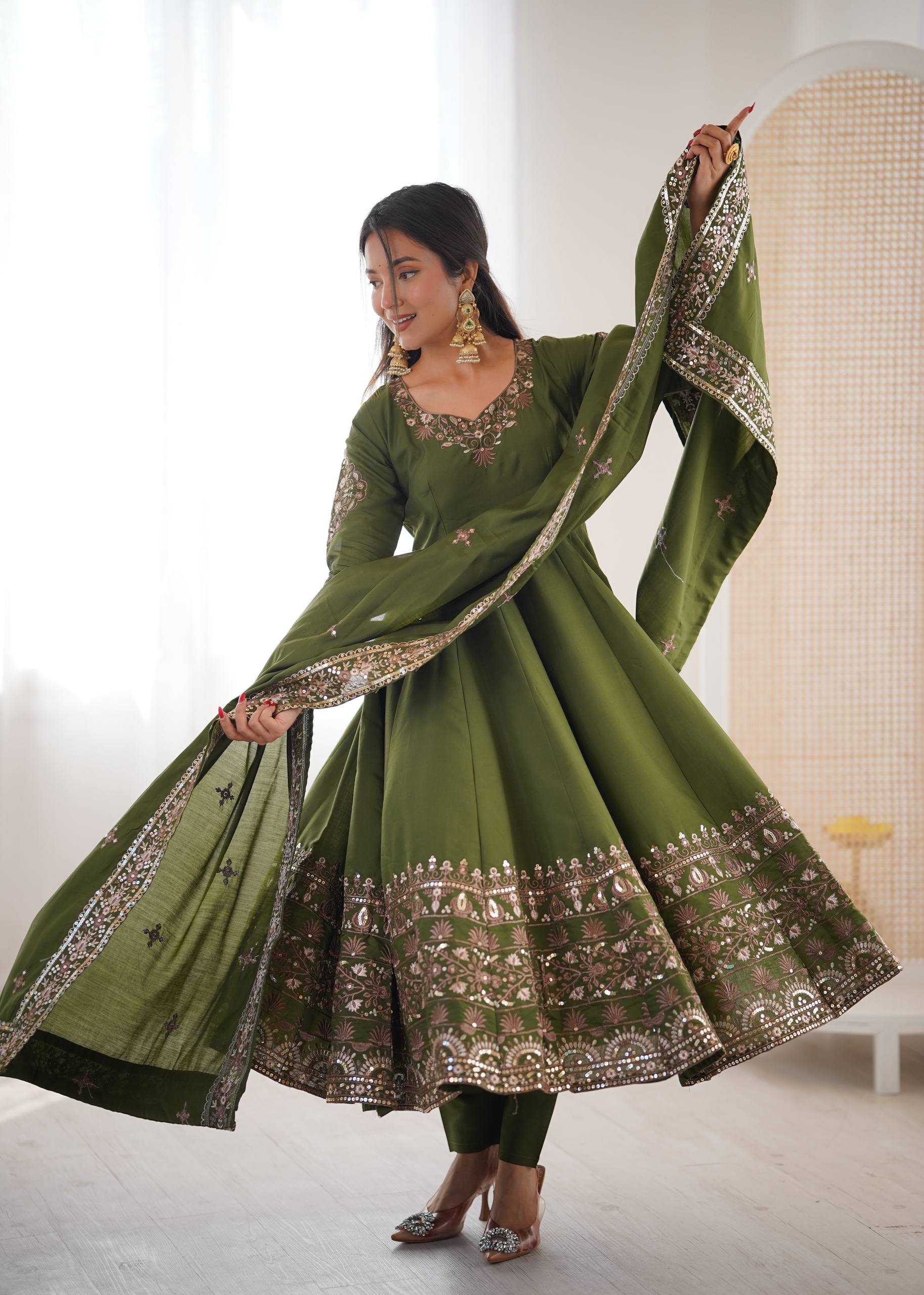 Ynf Heavy Roman Silk KESH499 5016 Gowns Wholesale Embroidery Gowns Anarkali Gown Silk Gowns Manufacturer- Kapda Export