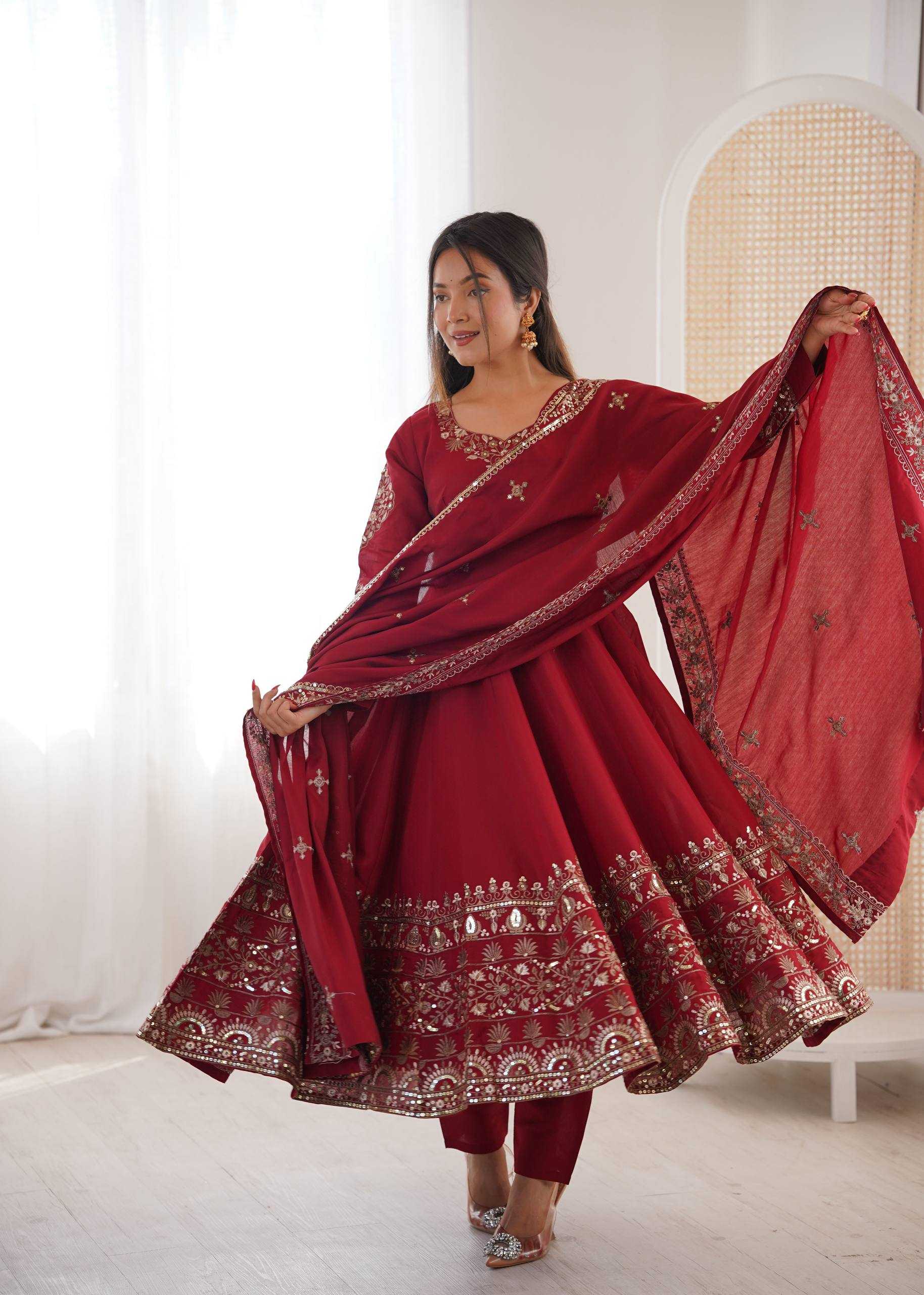 Ynf Heavy Roman Silk KESH499 5016 Gowns Wholesale Embroidery Gowns Anarkali Gown Silk Gowns Manufacturer- Kapda Export