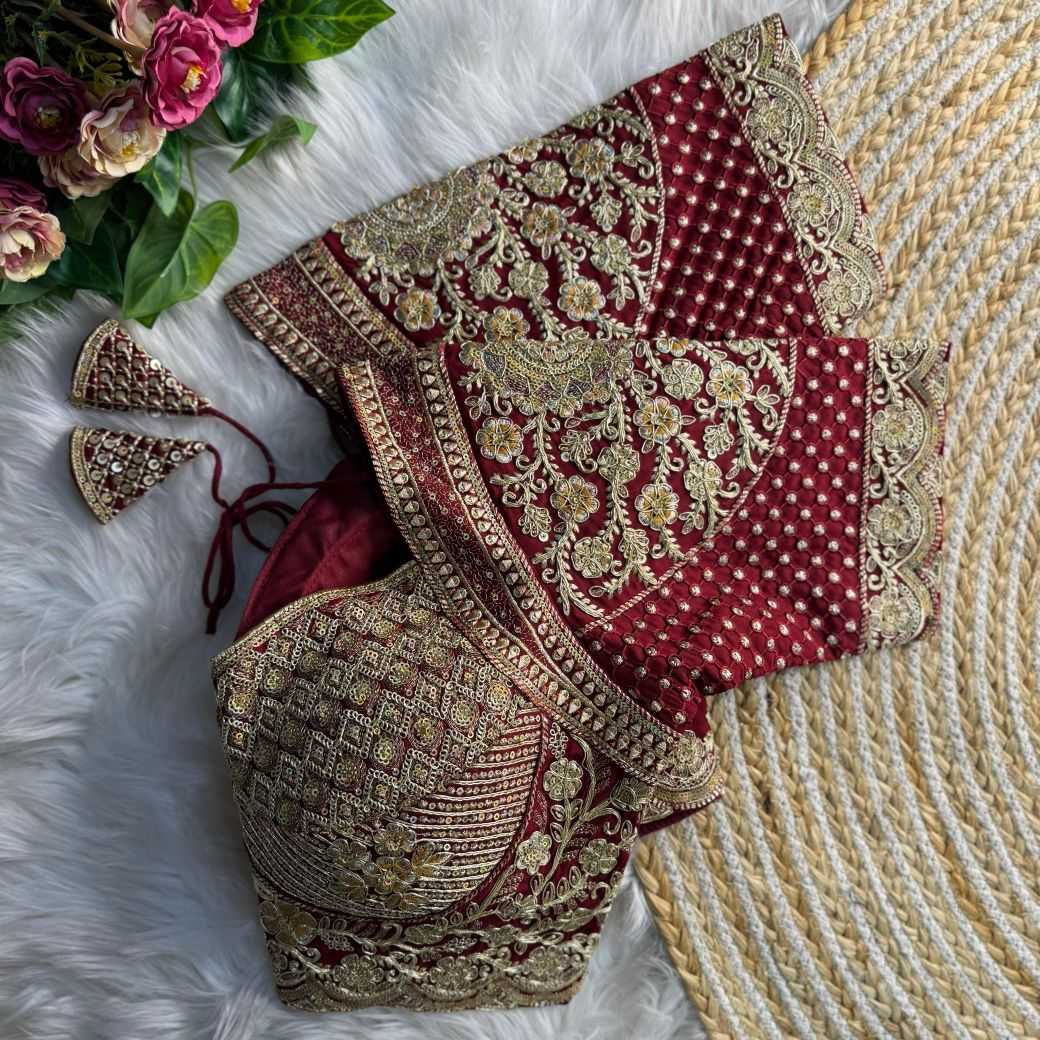 Ynf Heavy Roman Silk KESH645 INSPIRED Readymade Blouses Wholesale Sequence Embroidery Blouse Designer Blouse Silk Blouse Manufacturer- Kapda Export