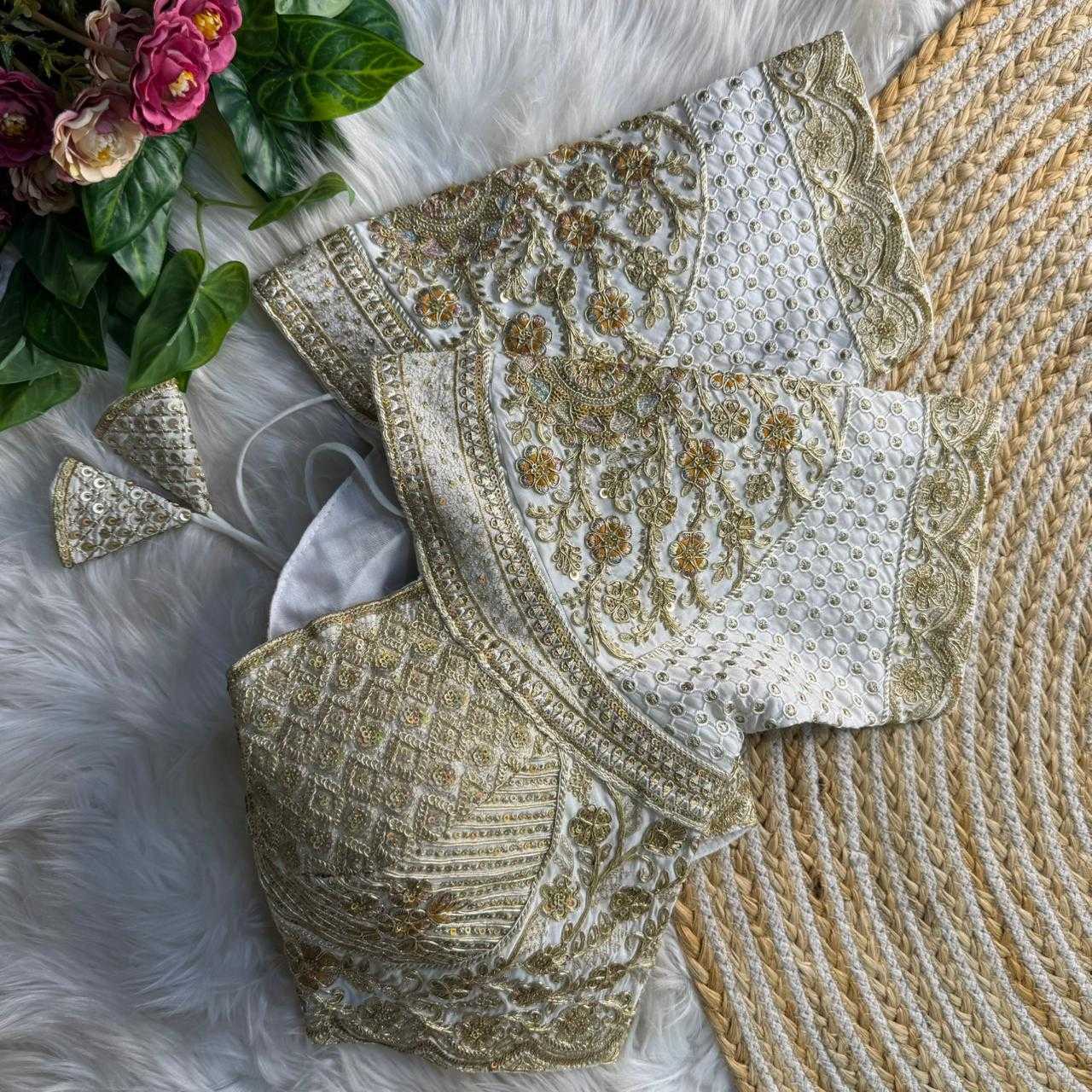 Ynf Heavy Roman Silk KESH645 INSPIRED Readymade Blouses Wholesale Sequence Embroidery Blouse Designer Blouse Silk Blouse Manufacturer- Kapda Export