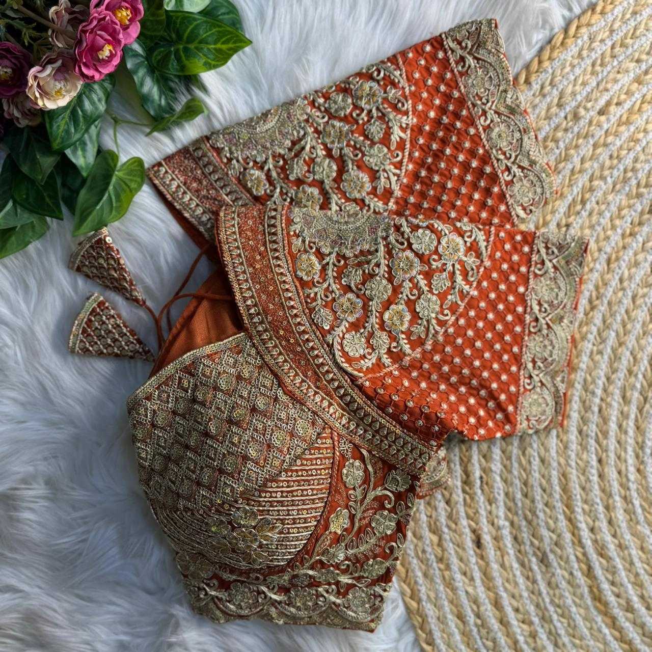 Ynf Heavy Roman Silk KESH645 INSPIRED Readymade Blouses Wholesale Sequence Embroidery Blouse Designer Blouse Silk Blouse Manufacturer- Kapda Export