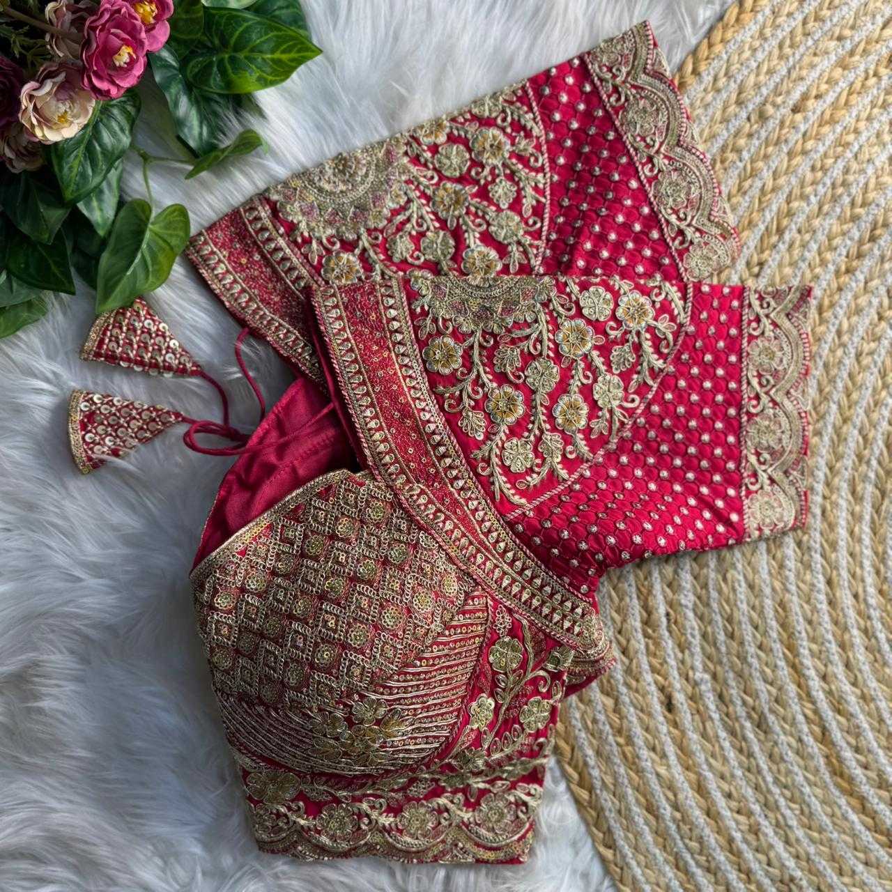 Ynf Heavy Roman Silk KESH645 INSPIRED Readymade Blouses Wholesale Sequence Embroidery Blouse Designer Blouse Silk Blouse Manufacturer- Kapda Export