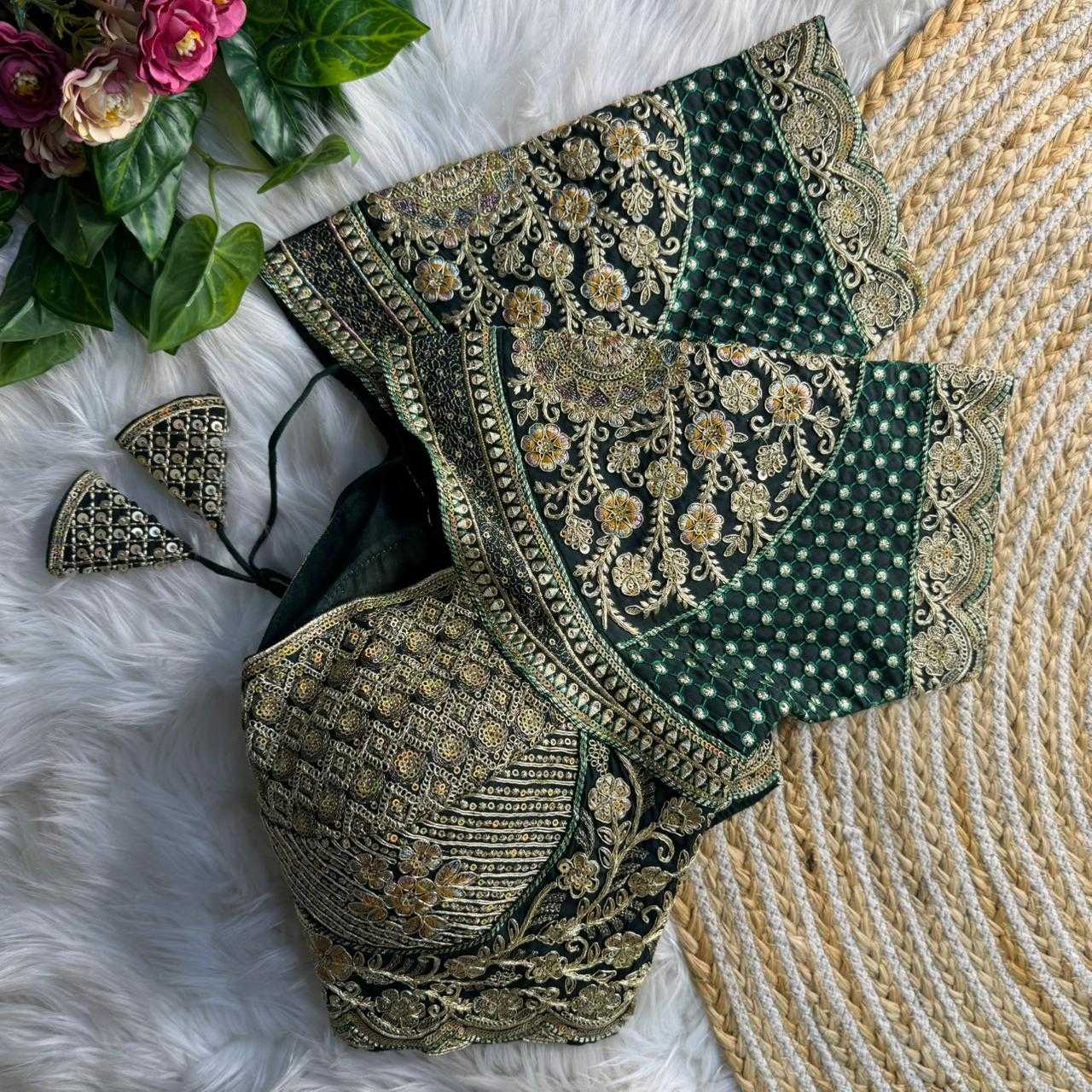 Ynf Heavy Roman Silk KESH645 INSPIRED Readymade Blouses Wholesale Sequence Embroidery Blouse Designer Blouse Silk Blouse Manufacturer- Kapda Export