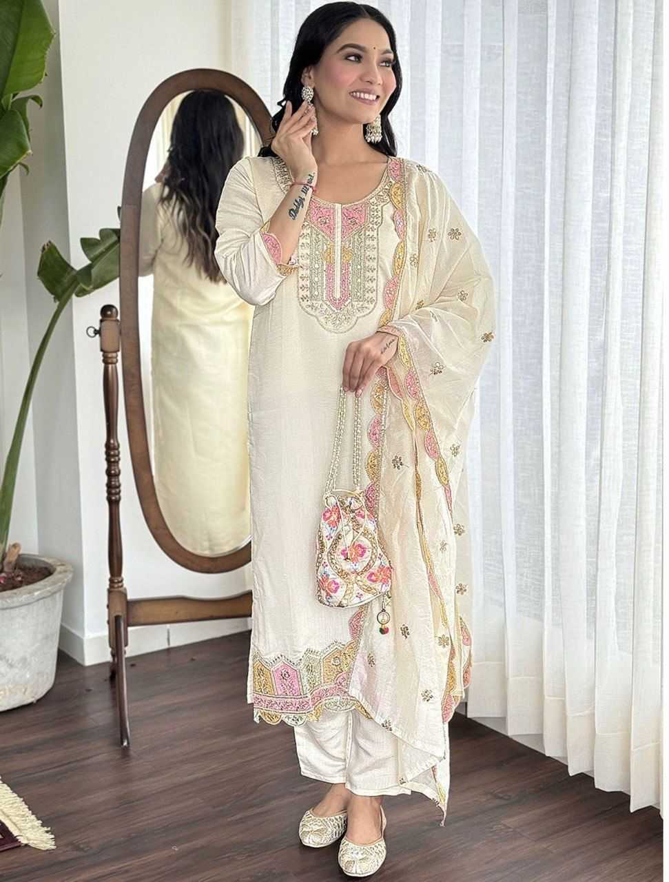 Ynf Heavy Roman Silk KESH730 Dhara Suits & Dresses Wedding Collections Plus Size Collections Wholesale Ladies Silk Suit Party wear suits Embroidered Suits Manufacturer- Kapda Export