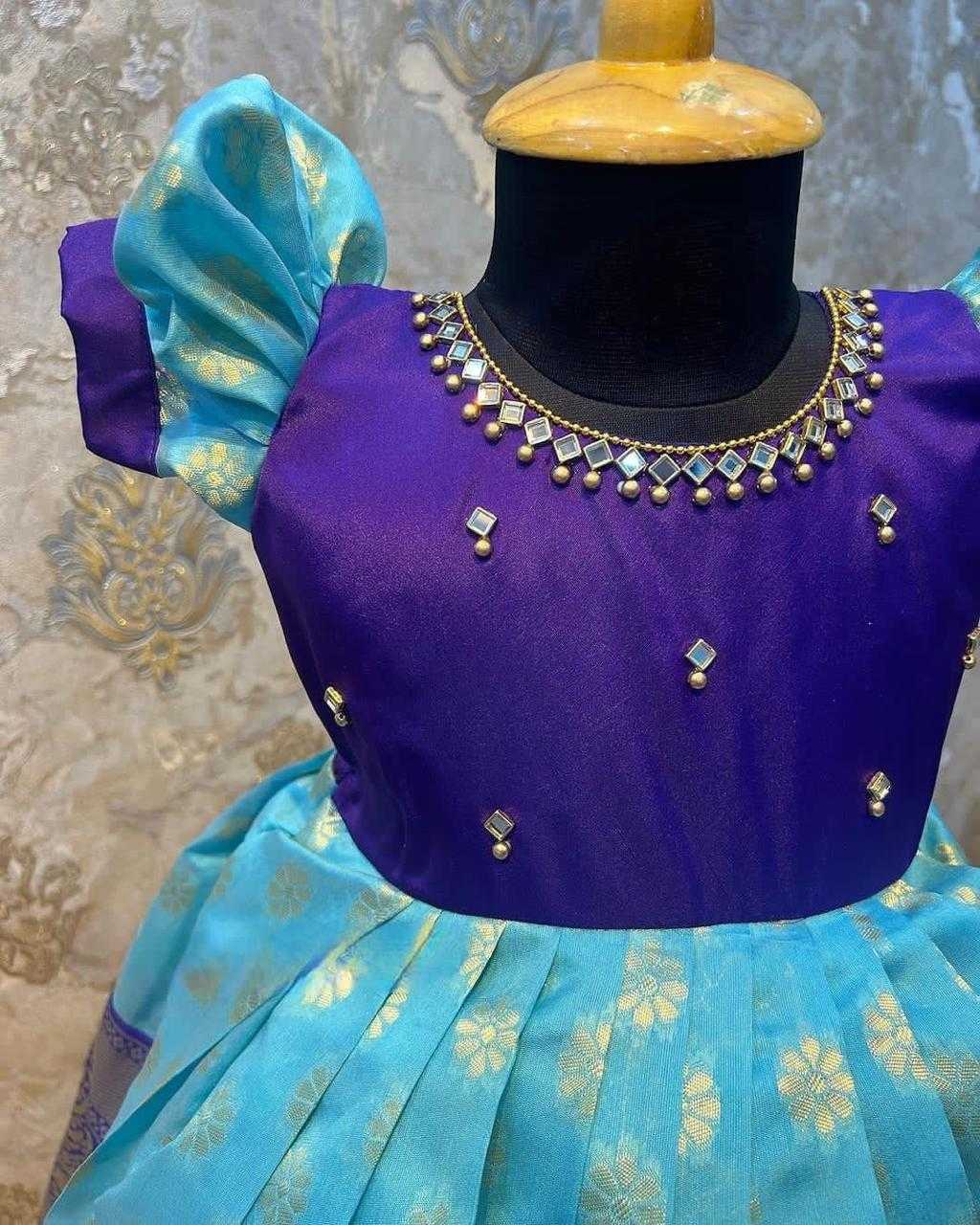 Ynf Kanjivaram Silk KESH622 maggam Kids Wear Wholesale Kids Gown Kids Ethnic Wear Kids Silk Dress Manufacturer- Kapda Export