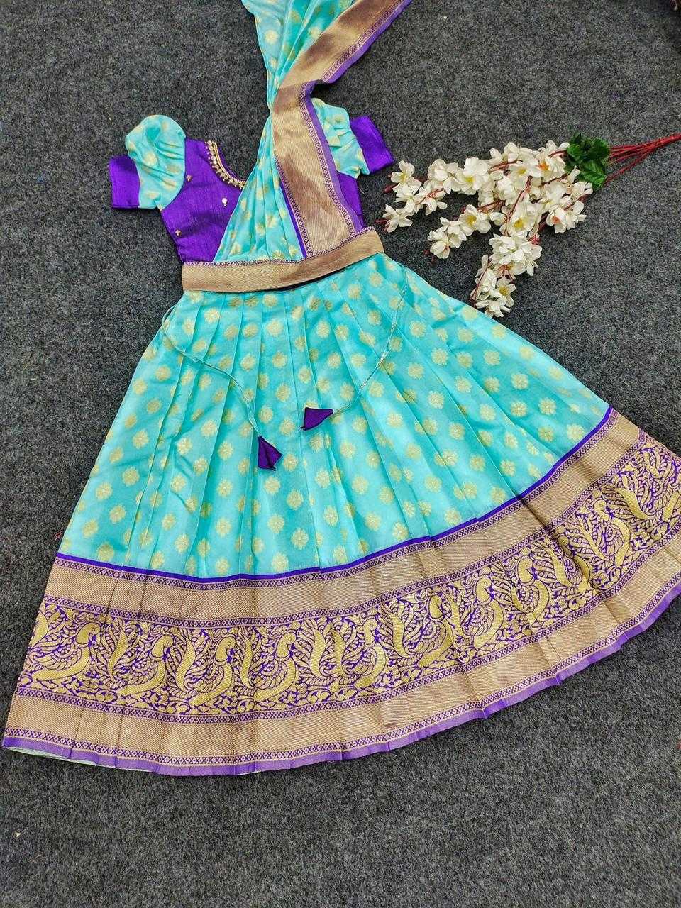 Ynf Kanjivaram Silk KESH622 maggam Kids Wear Wholesale Kids Gown Kids Ethnic Wear Kids Silk Dress Manufacturer- Kapda Export