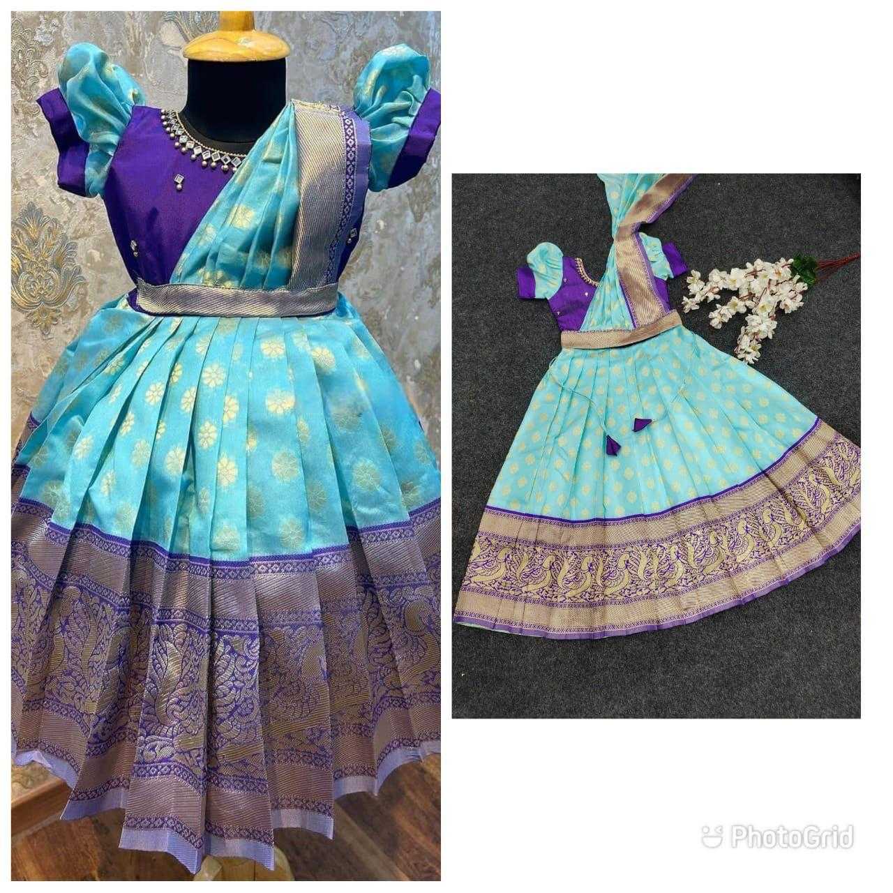 Ynf Kanjivaram Silk KESH622 maggam Kids Wear Wholesale Kids Gown Kids Ethnic Wear Kids Silk Dress Manufacturer- Kapda Export