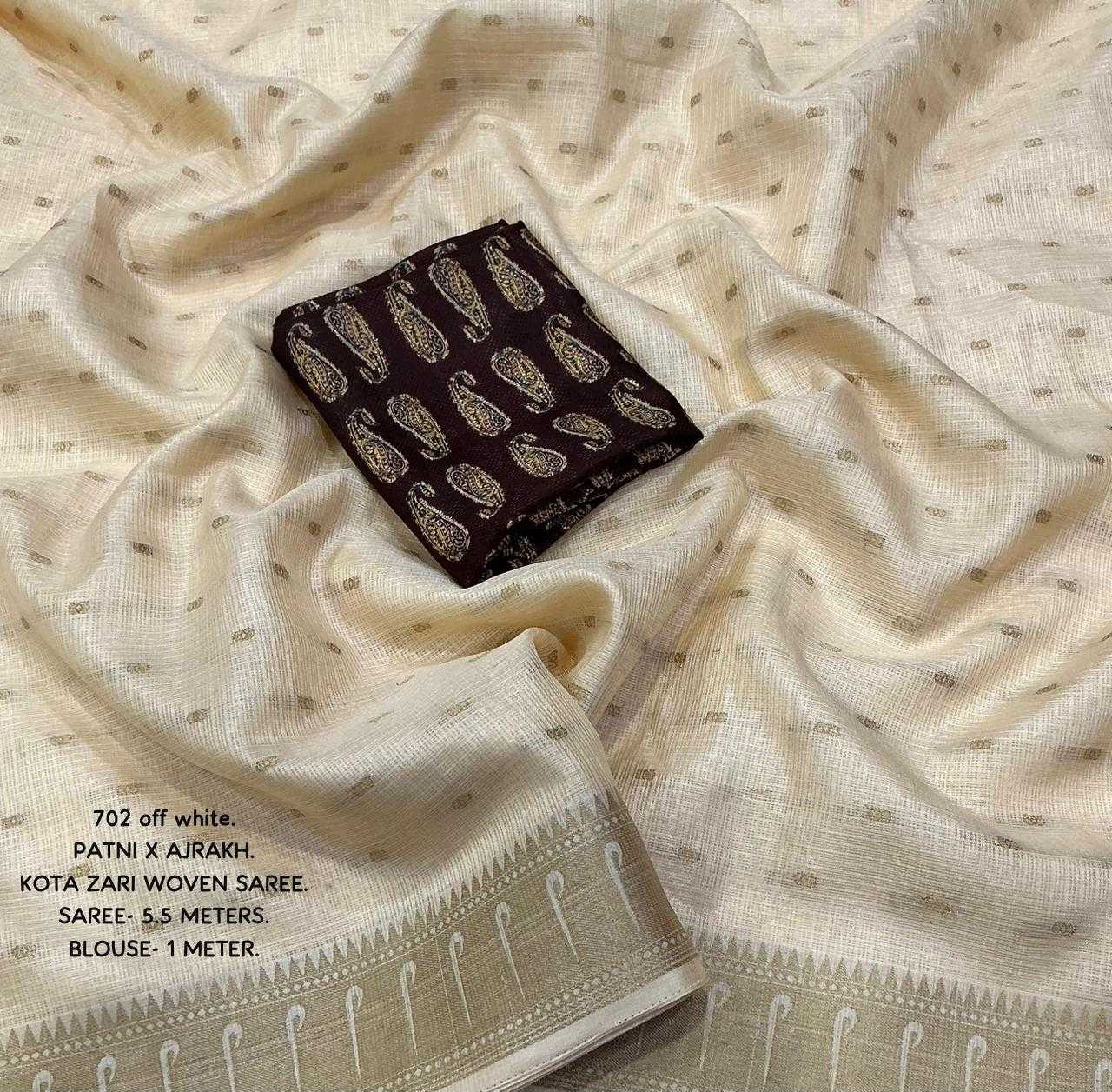 Ynf Kota Chex KESH433 702 Sarees Wholesale Printed Sarees Ajrakh Sarees Zari Sarees Manufacturer- Kapda Export