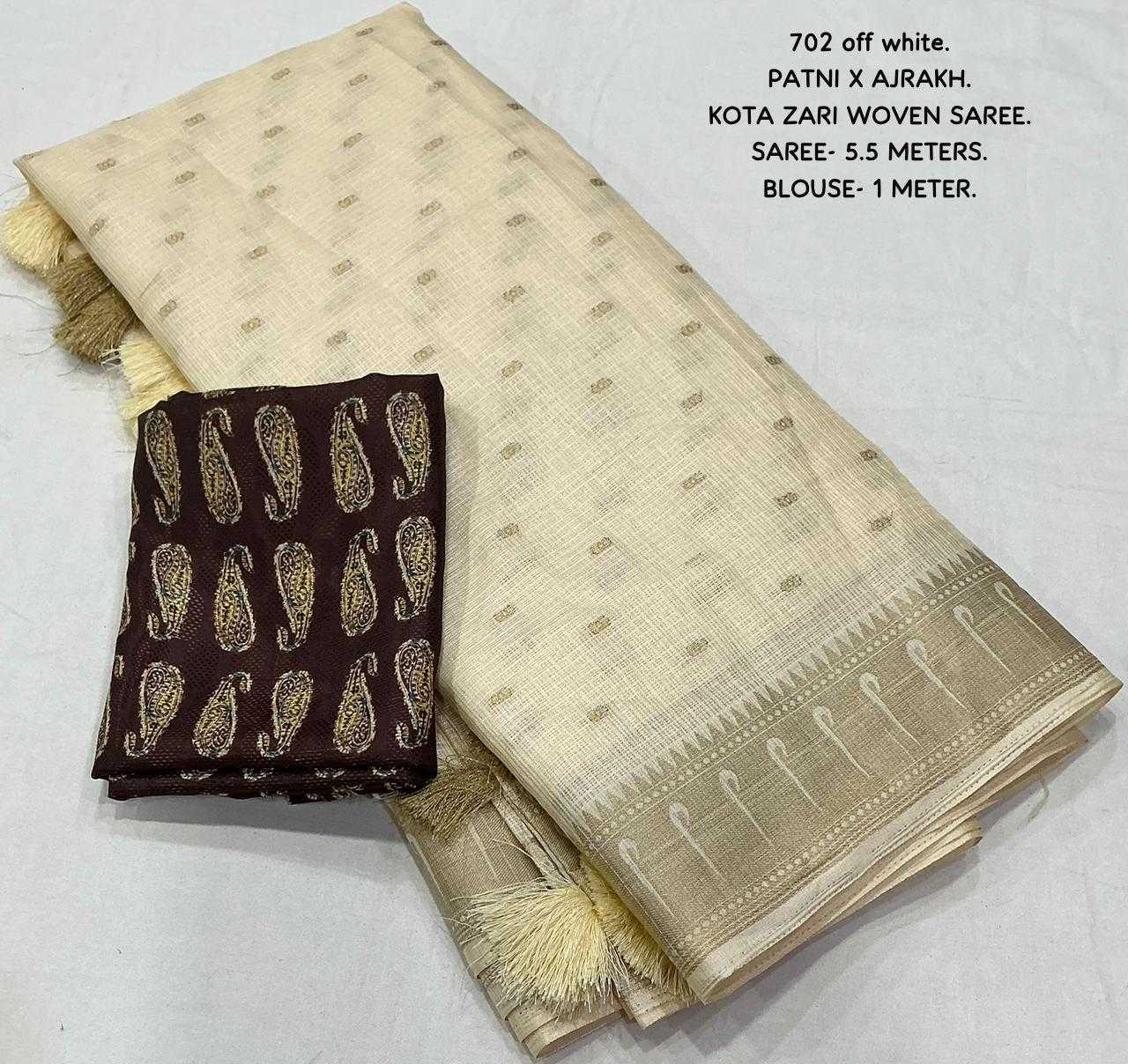 Ynf Kota Chex KESH433 702 Sarees Wholesale Printed Sarees Ajrakh Sarees Zari Sarees Manufacturer- Kapda Export