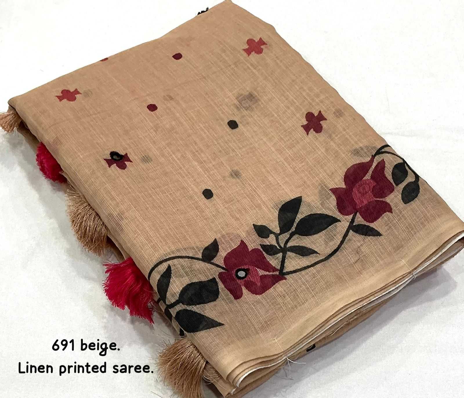 Ynf Linen KESH433 classic Sarees Wholesale Printed Sarees Mirror Work Saree Linen Sarees Manufacturer- Kapda Export