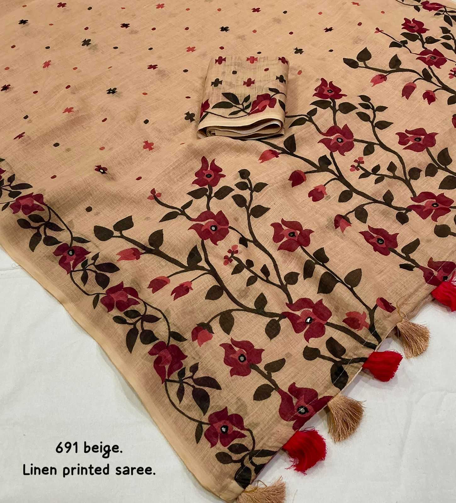Ynf Linen KESH433 classic Sarees Wholesale Printed Sarees Mirror Work Saree Linen Sarees Manufacturer- Kapda Export