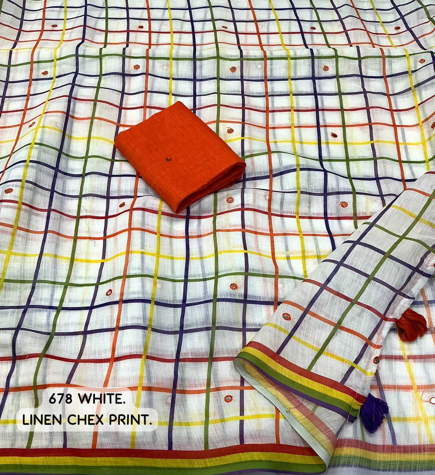 Ynf Linen KESH433 classic Sarees Wholesale Printed Sarees Mirror Work Saree Linen Sarees Manufacturer- Kapda Export