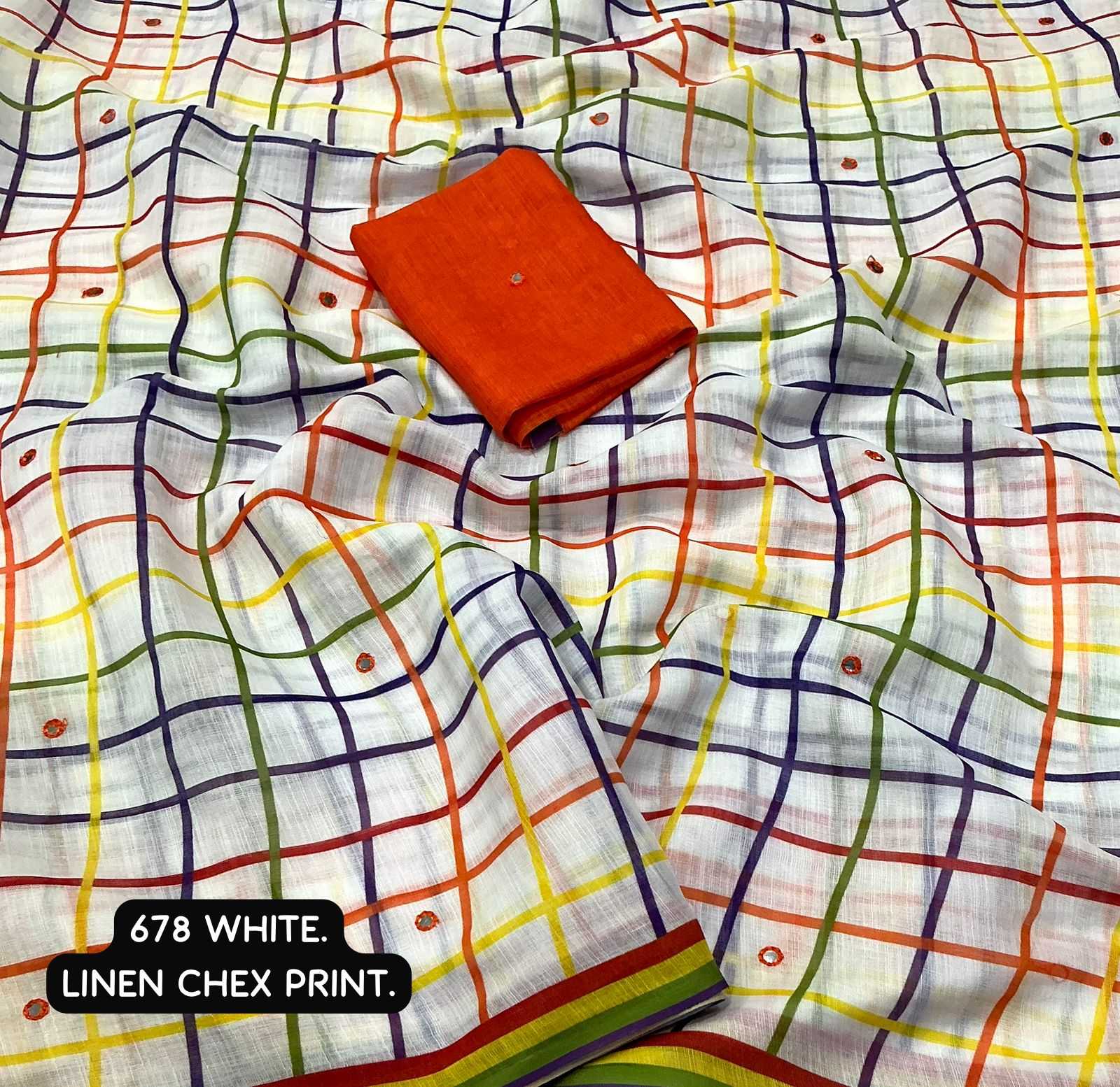 Ynf Linen KESH433 classic Sarees Wholesale Printed Sarees Mirror Work Saree Linen Sarees Manufacturer- Kapda Export