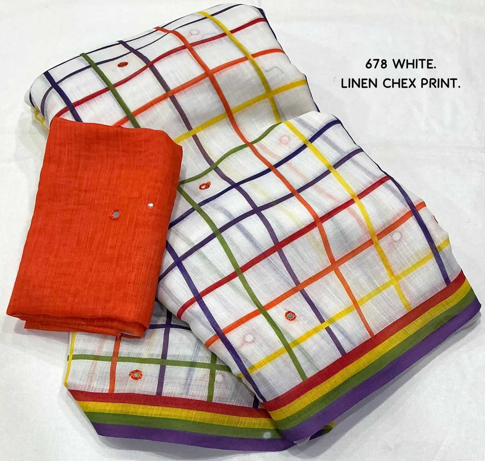 Ynf Linen KESH433 classic Sarees Wholesale Printed Sarees Mirror Work Saree Linen Sarees Manufacturer- Kapda Export